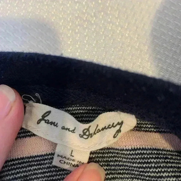 Jane and Delancey Navy Blue and Pink Striped Pullover Sweatshirt Women’s Large - Picture 7 of 8